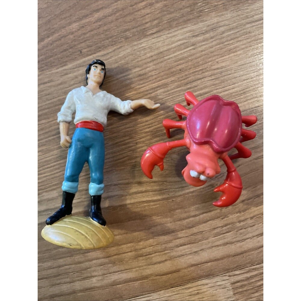 Vintage Walt Disney Little Mermaid Eric & Sebastian PVC Cake Topper Figure Lot